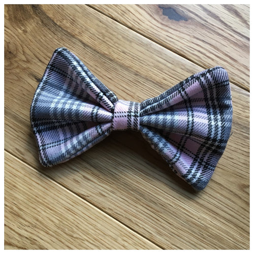 Baby Pink Tartan Bow Tie - Available in 2 Sizes